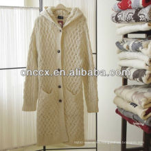 12STC0653 vintage womens abrigo largo suéter